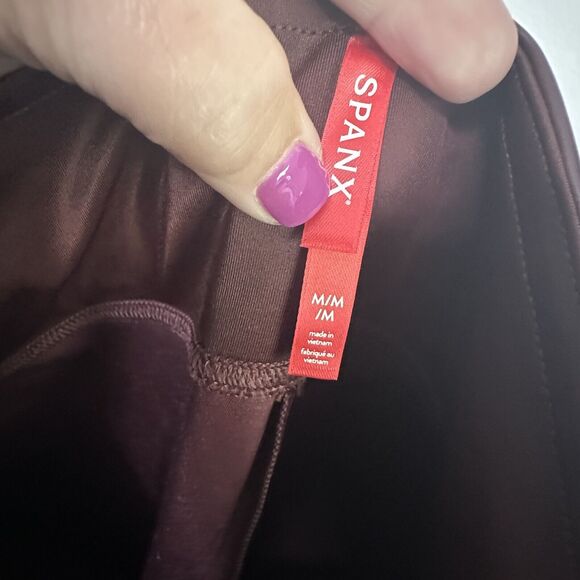 SPANX Faux Patent Vegan Leather Leggings M Ruby Pull On Skinny Party Club NEW - Picture 8 of 10